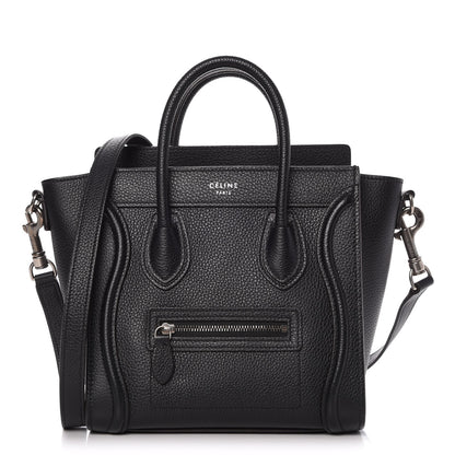 Celine Drummed Calfskin Nano Luggage Black 1 of 9