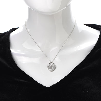 Tiffany Platinum Diamond Large Heart Lock Pendant Necklace 2 of 7