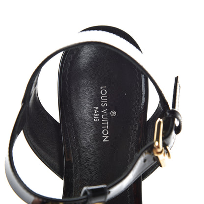 Louis Vuitton Patent Logo Flat Sandals 36.5 Black 5 of 9