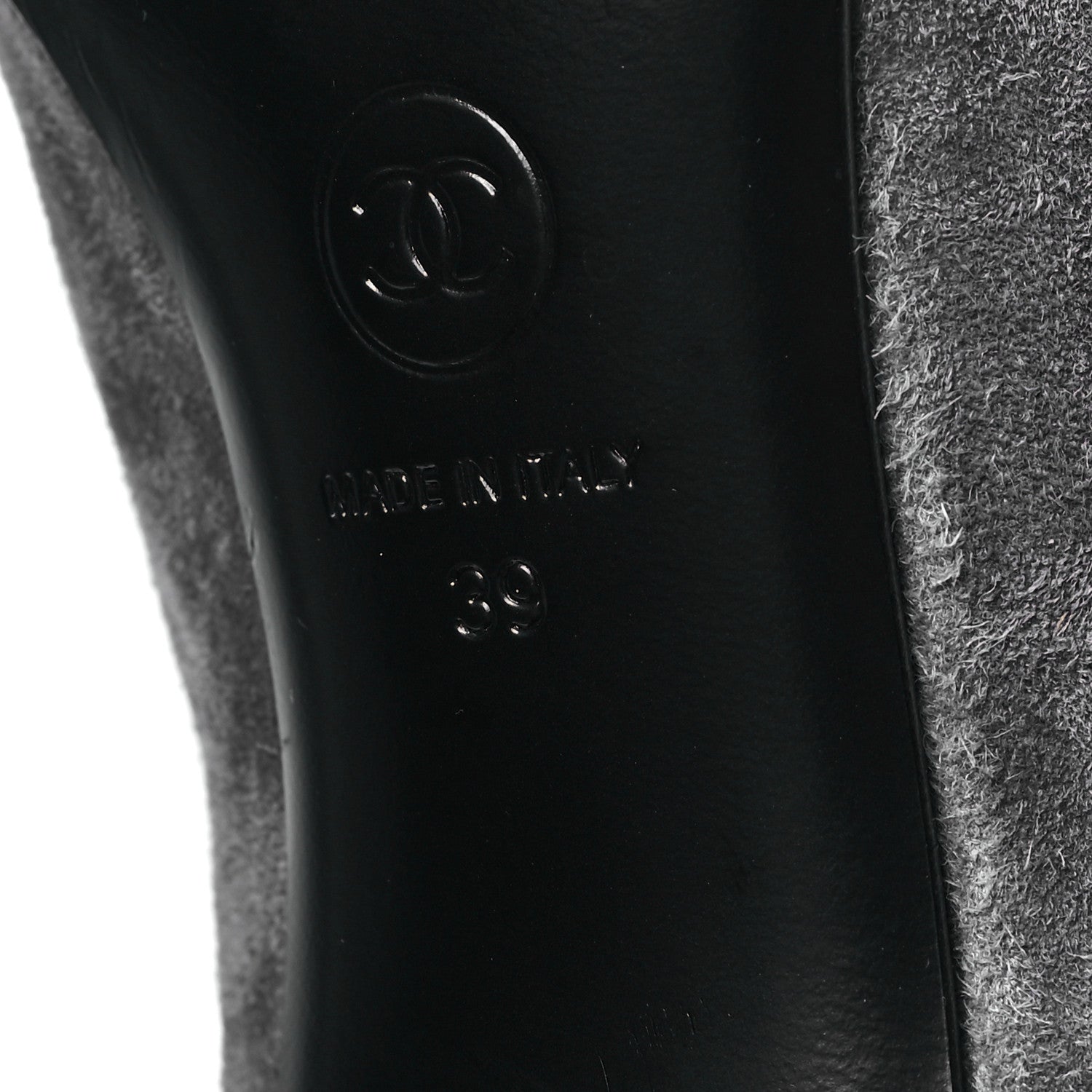 Chanel Suede Calfskin Satin Gabrielle Cap Toe Boots 39 Grey Black 6 of 9