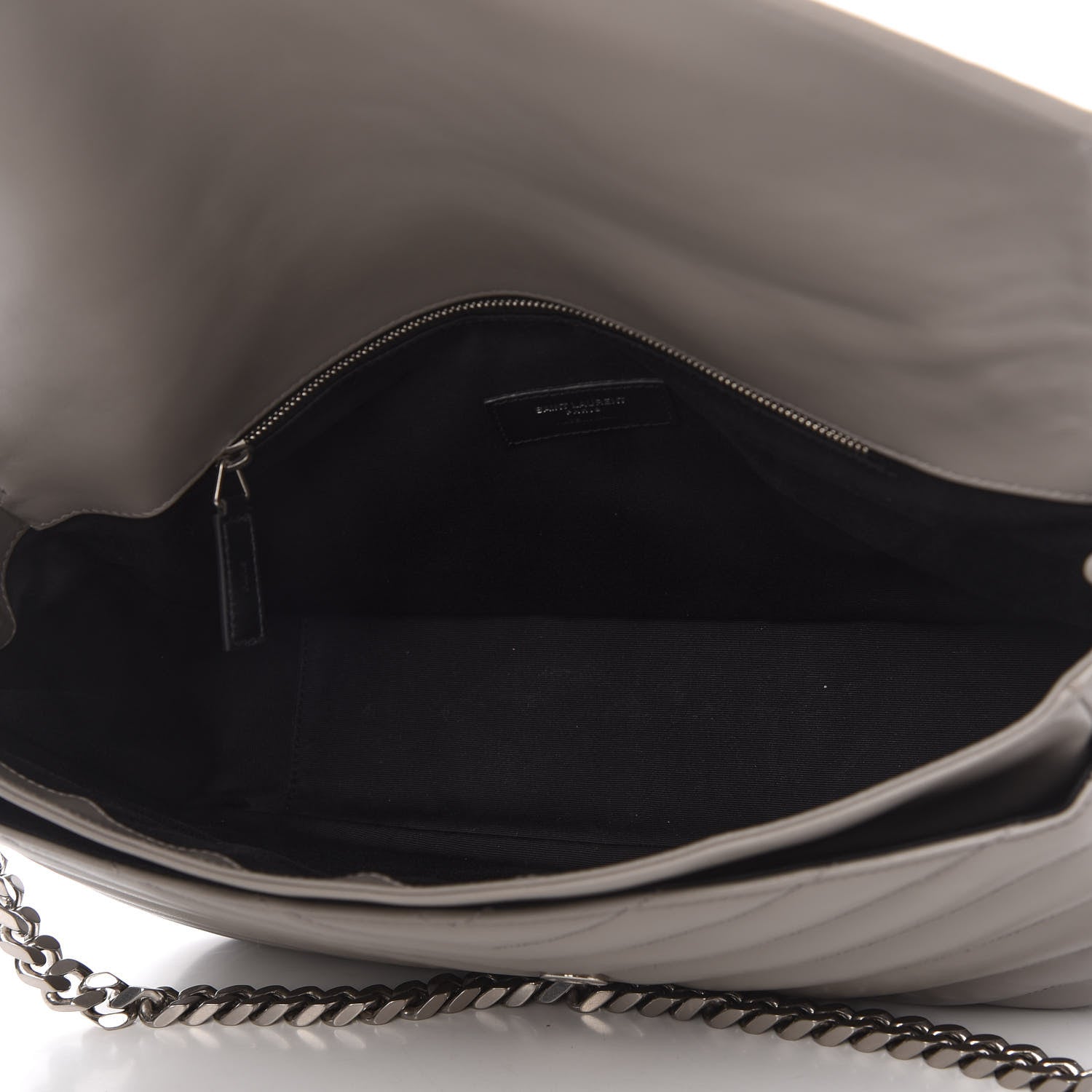 Saint Laurent Calfskin Y Quilted Monogram Loulou Shoulder Bag Light Grey 5 of 10