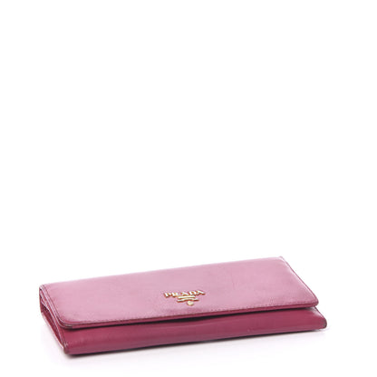 Prada Saffiano Metal Continental Flap Wallet Peonia 3 of 10