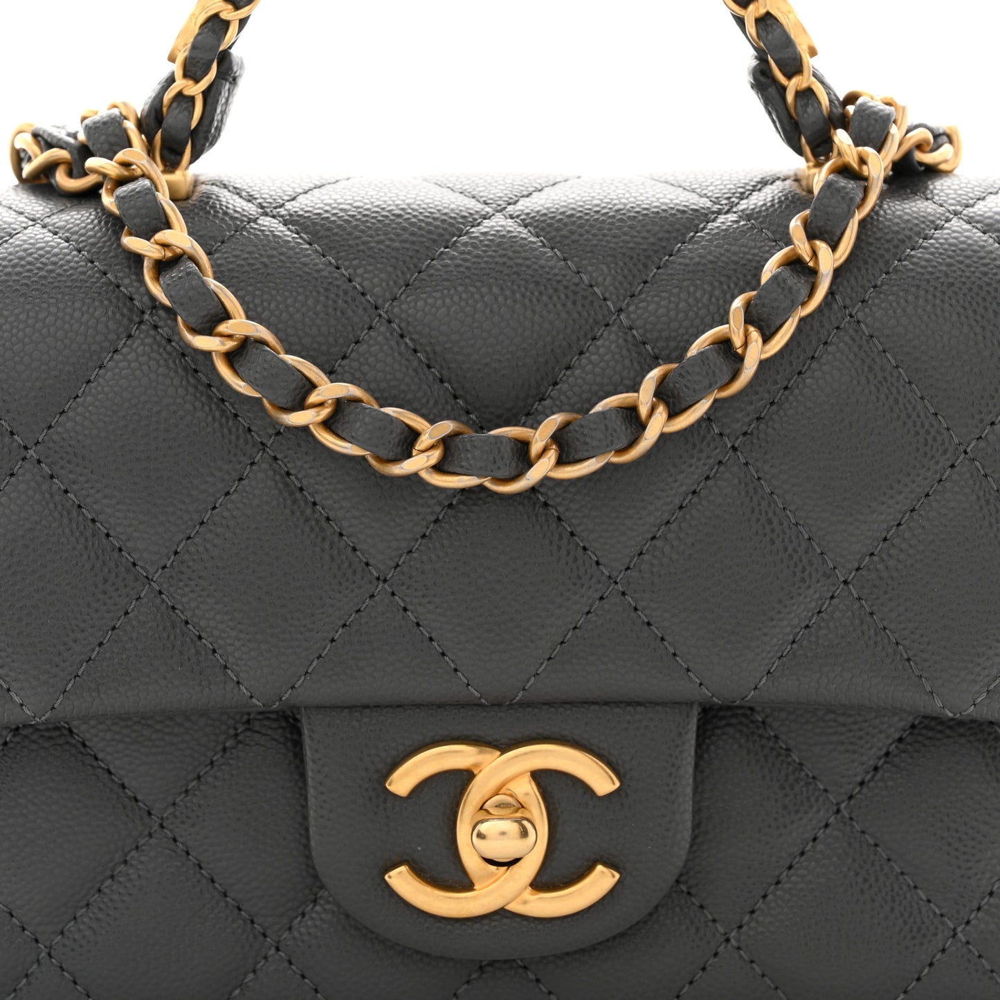 Caviar Quilted Mini Handy CC Flap Grey