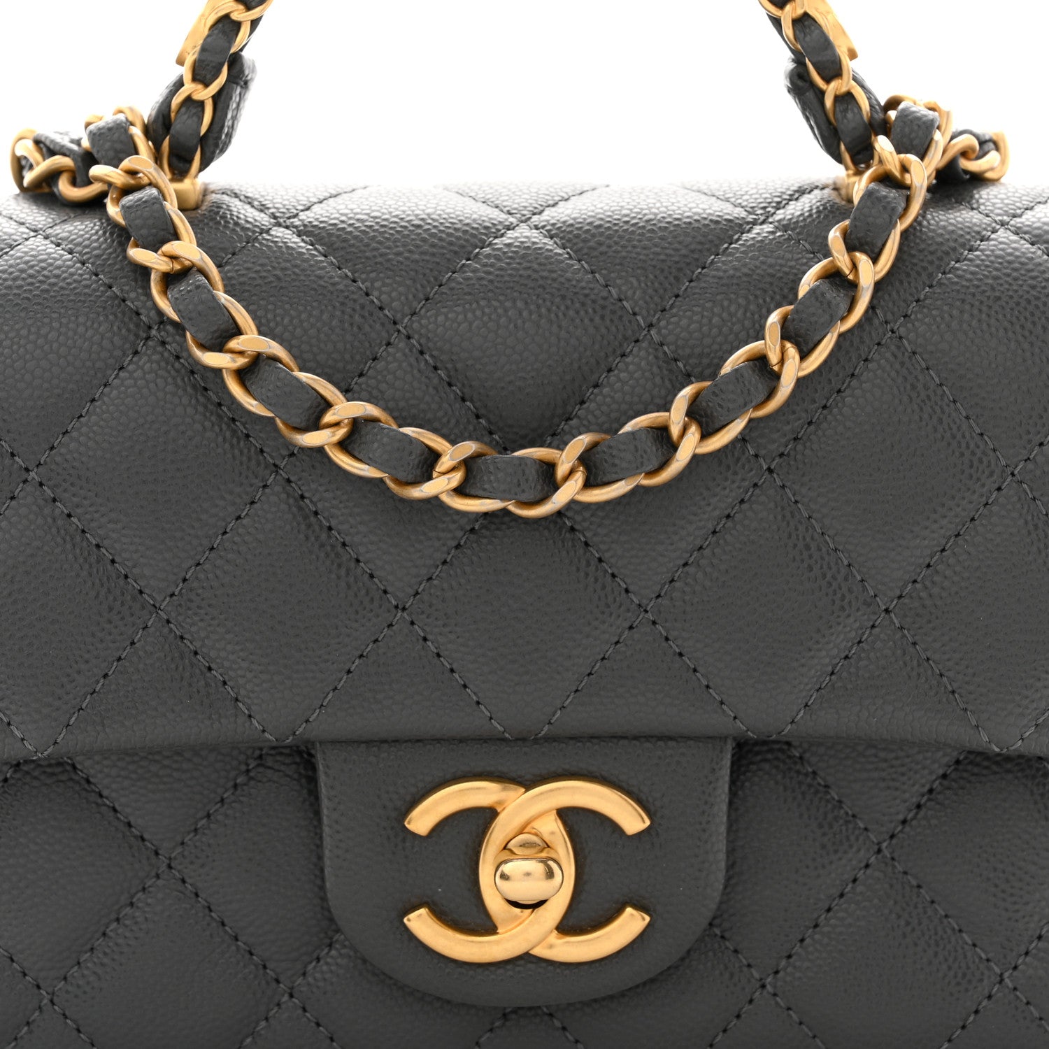 Chanel Caviar Quilted Mini Handy CC Flap Grey 8 of 11