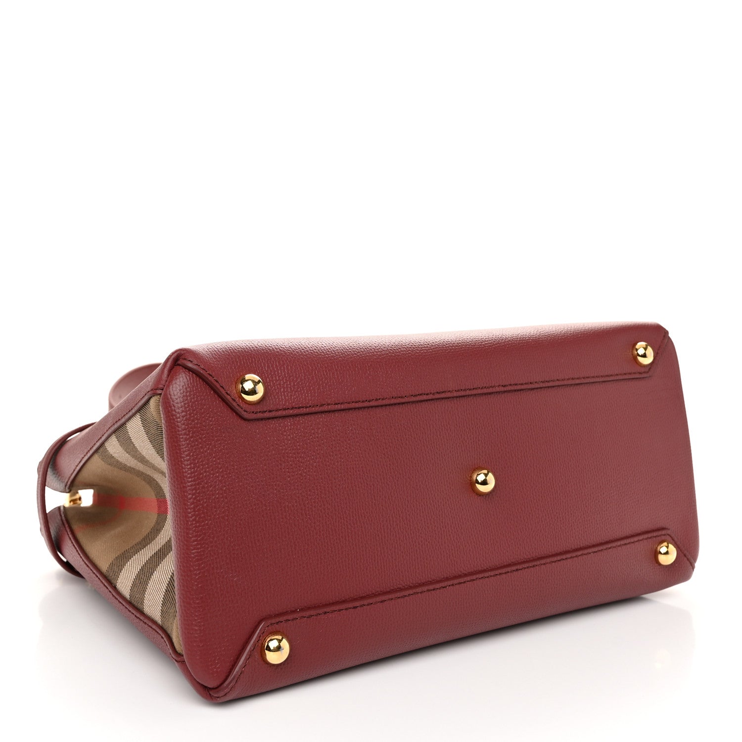 Burberry Grainy Calfskin House Check Medium Banner Tote Mahogany Red 4 of 10
