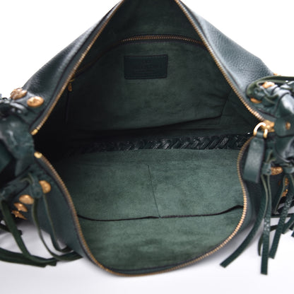Valentino Garavani Grained Calfskin C-Rockee Fringe Hobo Light Emerald 5 of 12
