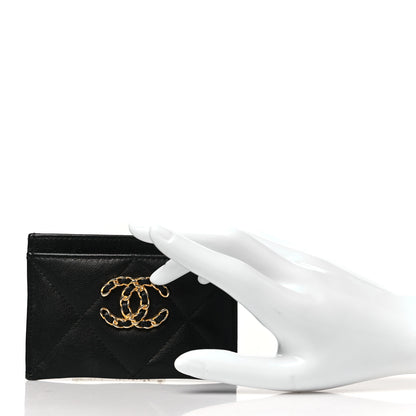 Chanel Lambskin Quilted Chanel 19 Card Holder Black 2 of 9