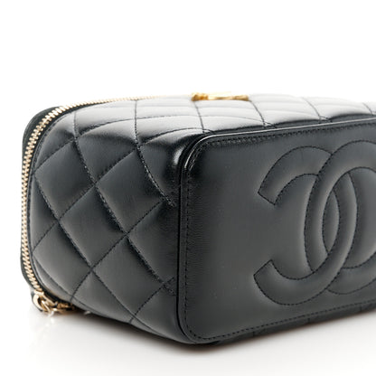 Chanel Lambskin Quilted Sweetheart Vanity Case Black 10 of 12