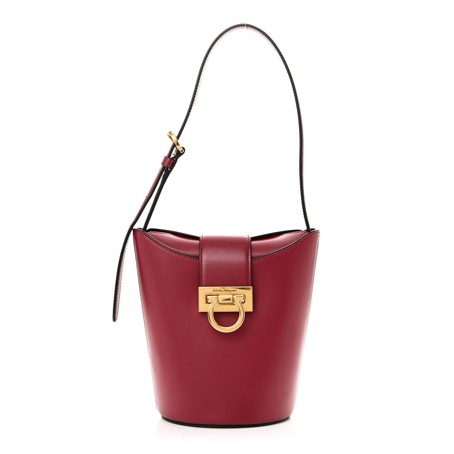 Calfskin Small Trifolio Bucket Shoulder Bag Red