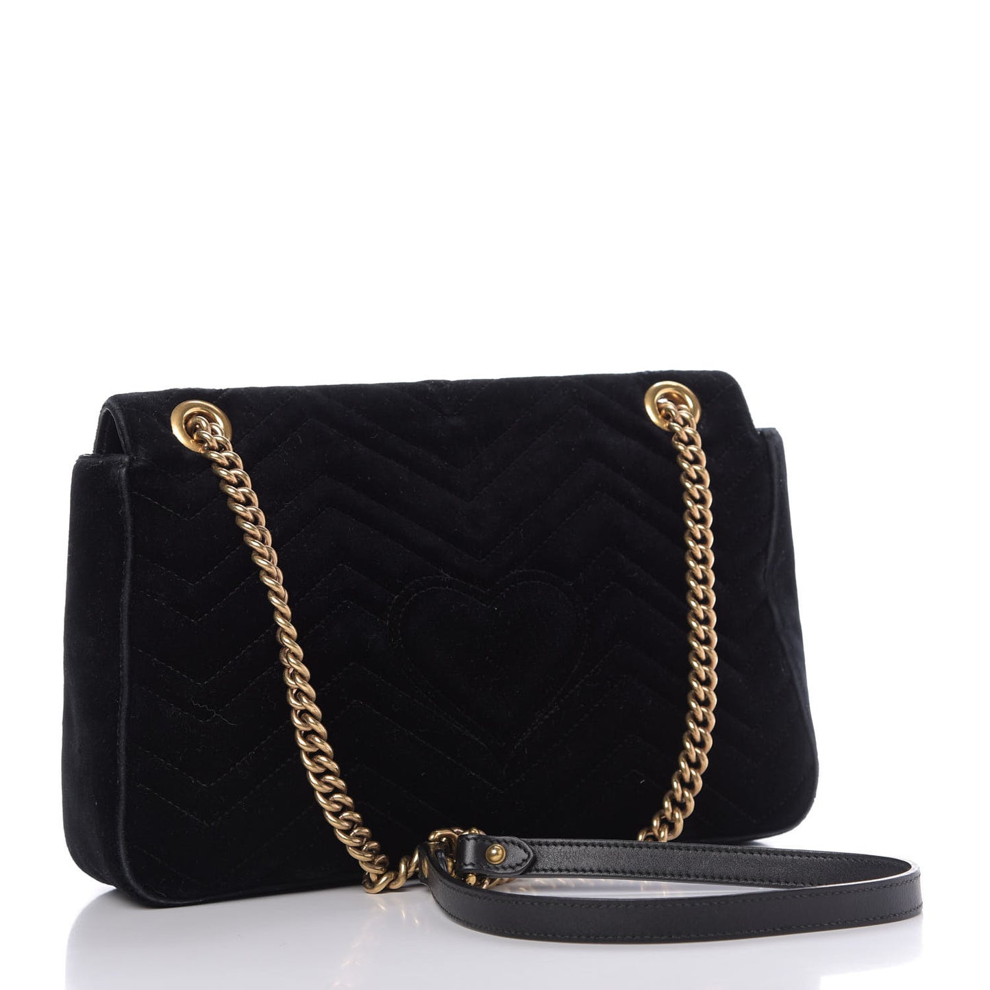 Velvet Matelasse Medium GG Marmont Shoulder Bag Black
