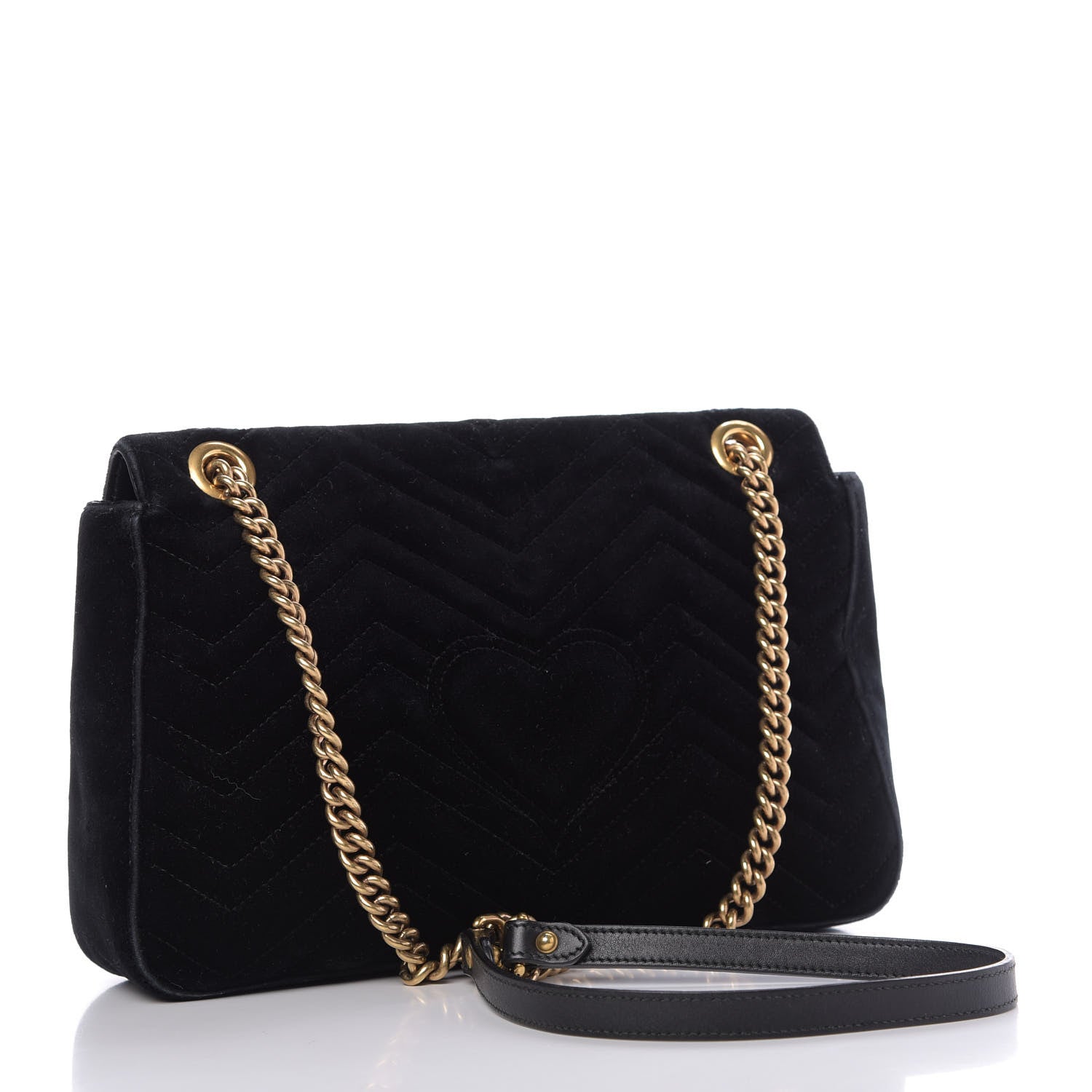Gucci Velvet Matelasse Medium GG Marmont Shoulder Bag Black 4 of 10