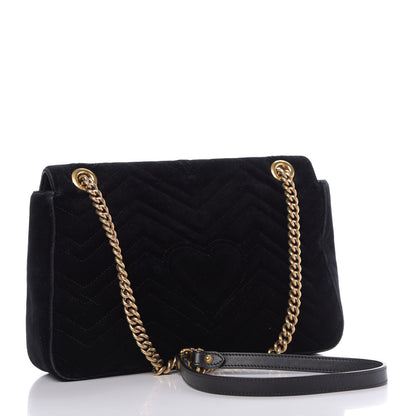 Gucci Velvet Matelasse Medium GG Marmont Shoulder Bag Black 4 of 10