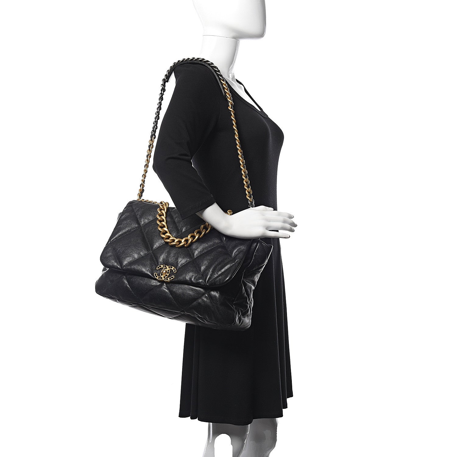 Chanel Lambskin Quilted Maxi 19 Flap Black 2 of 10