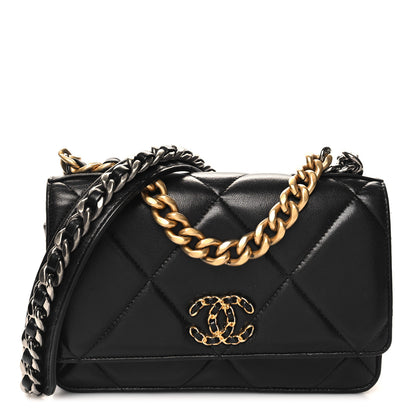Chanel Lambskin Quilted Chanel 19 Wallet On Chain WOC Black 1 of 15