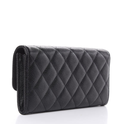 Chanel Caviar Quilted Large Gusset Flap Wallet Black 3 of 11