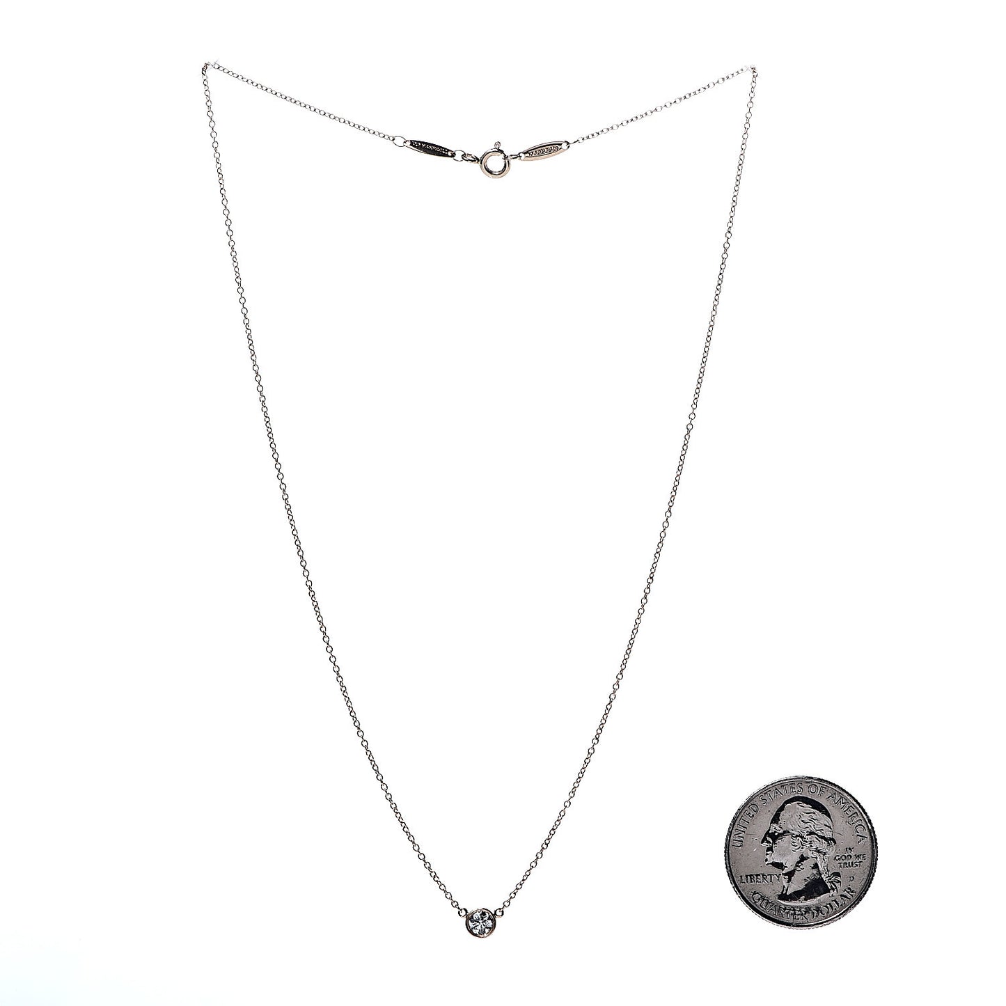 18K Rose Gold Diamond .22ct Elsa Peretti Diamonds by the Yard Pendant Necklace