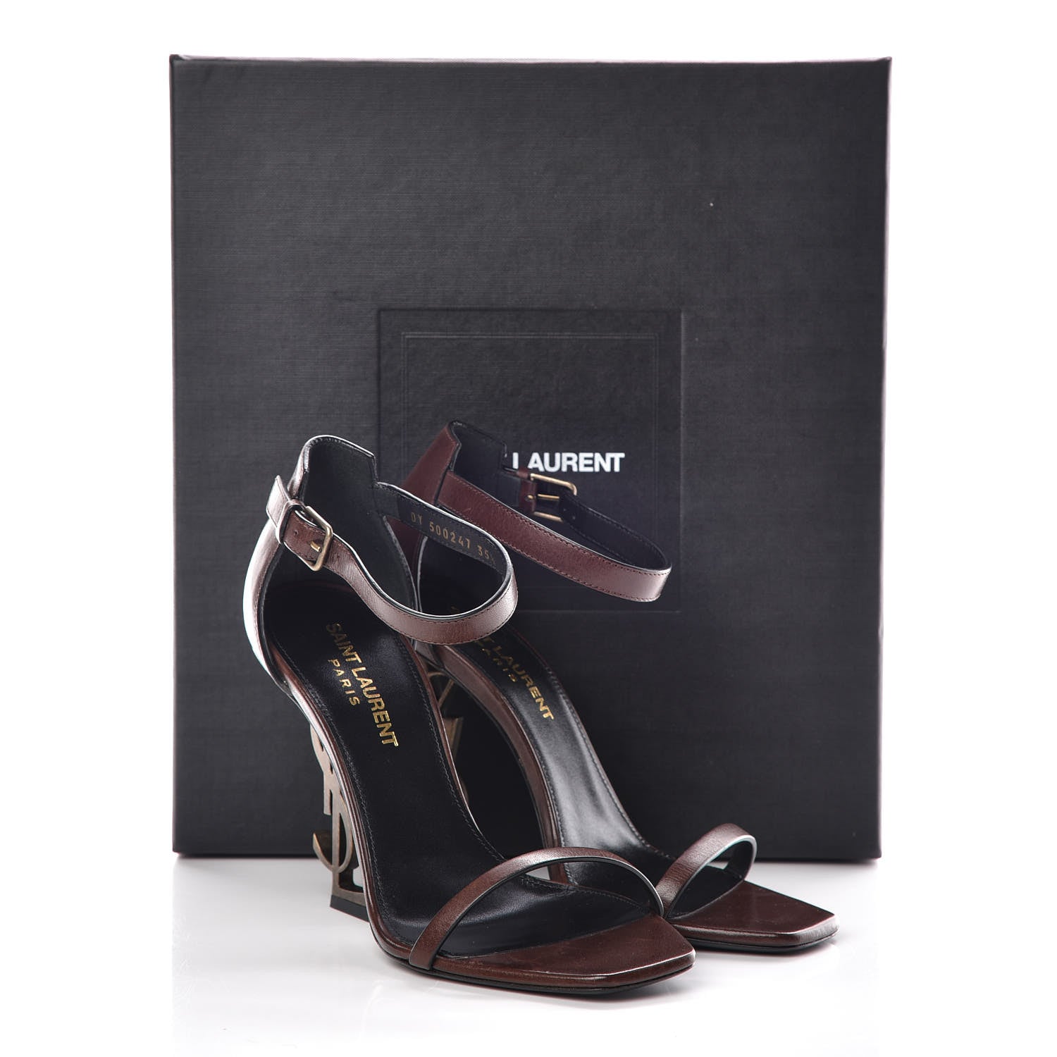 Saint Laurent Calfskin Opyum Sandals 35.5 Brown 9 of 9