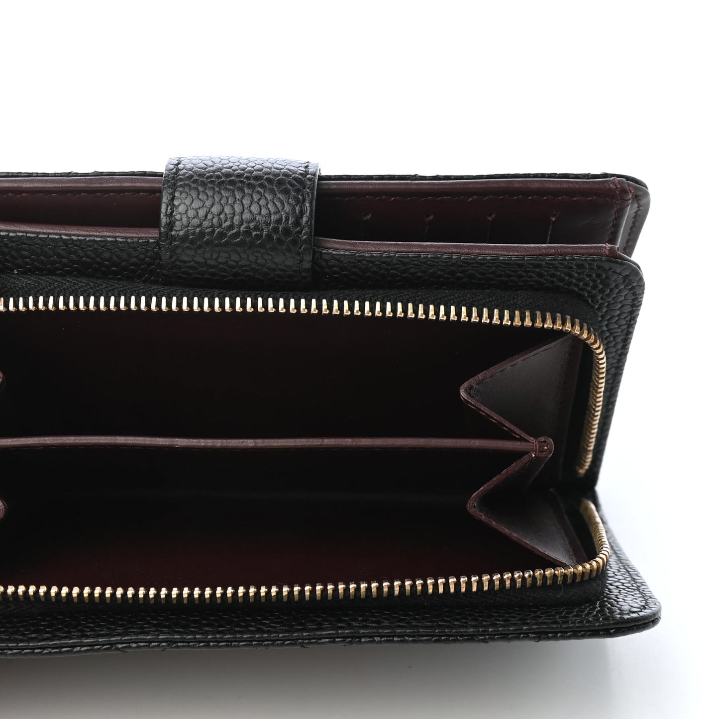 Caviar Quilted Zipped Pocket Wallet Black