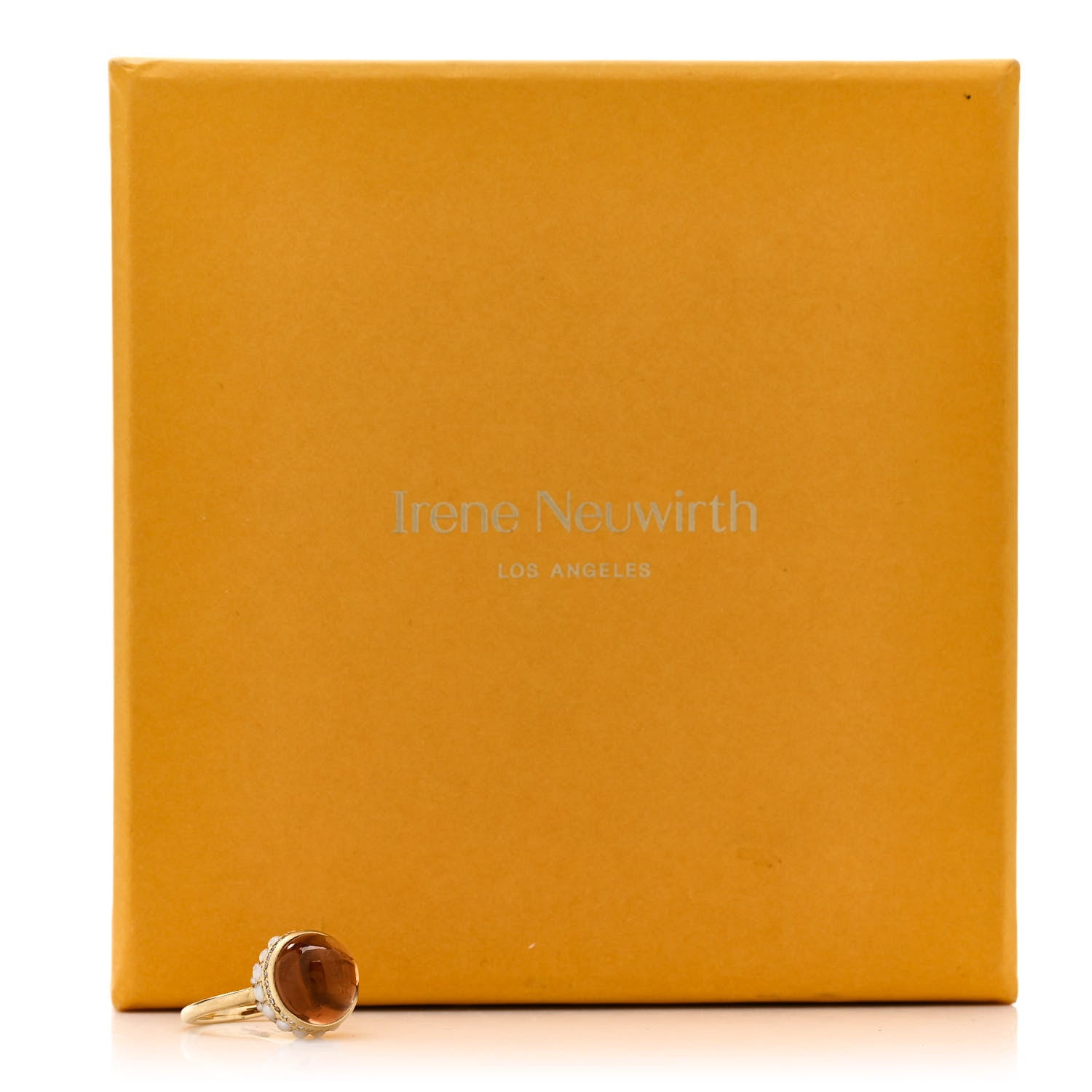 Irene Neuwirth 18K Yellow Gold Diamond Orange Tourmaline Freshwater Cultured Pearl One of a Kind Ring 53 6.5 7 of 7