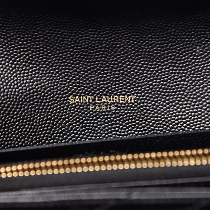 Saint Laurent Grain De Poudre Matelasse Chevron Monogram Flap Wallet Black 6 of 8