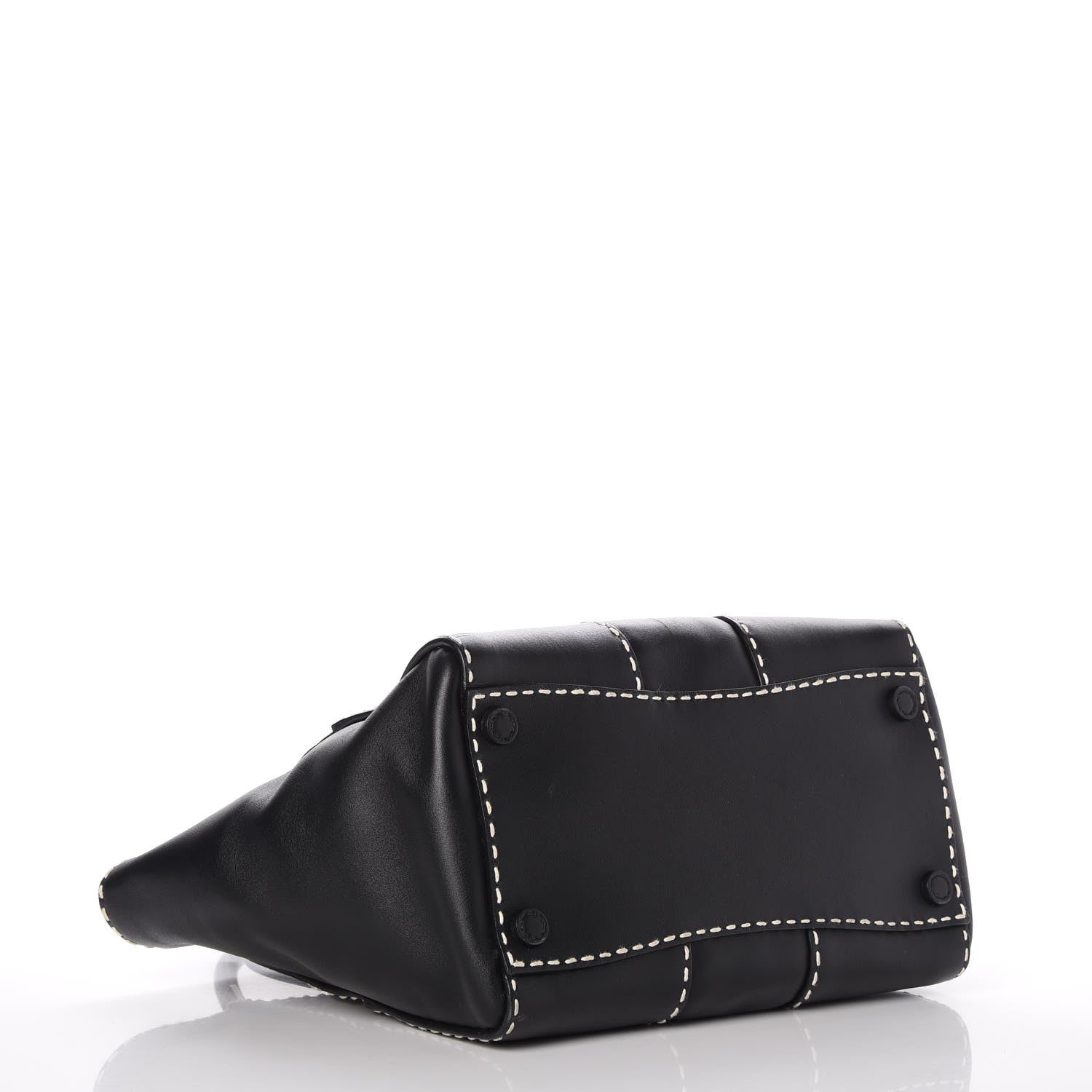 Prada City Calf Small Stitched Twin Pocket Tote Black White 4 of 11