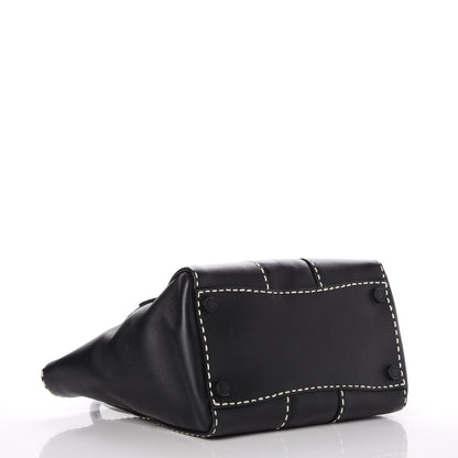 Prada City Calf Small Stitched Twin Pocket Tote Black White 4 of 11
