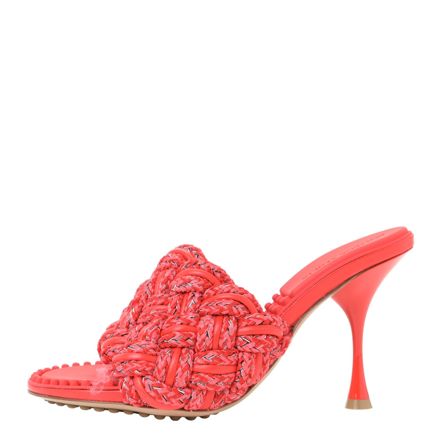 Lambskin Rope Woven Dot Sandals 38.5 Bubble Gum Tomato