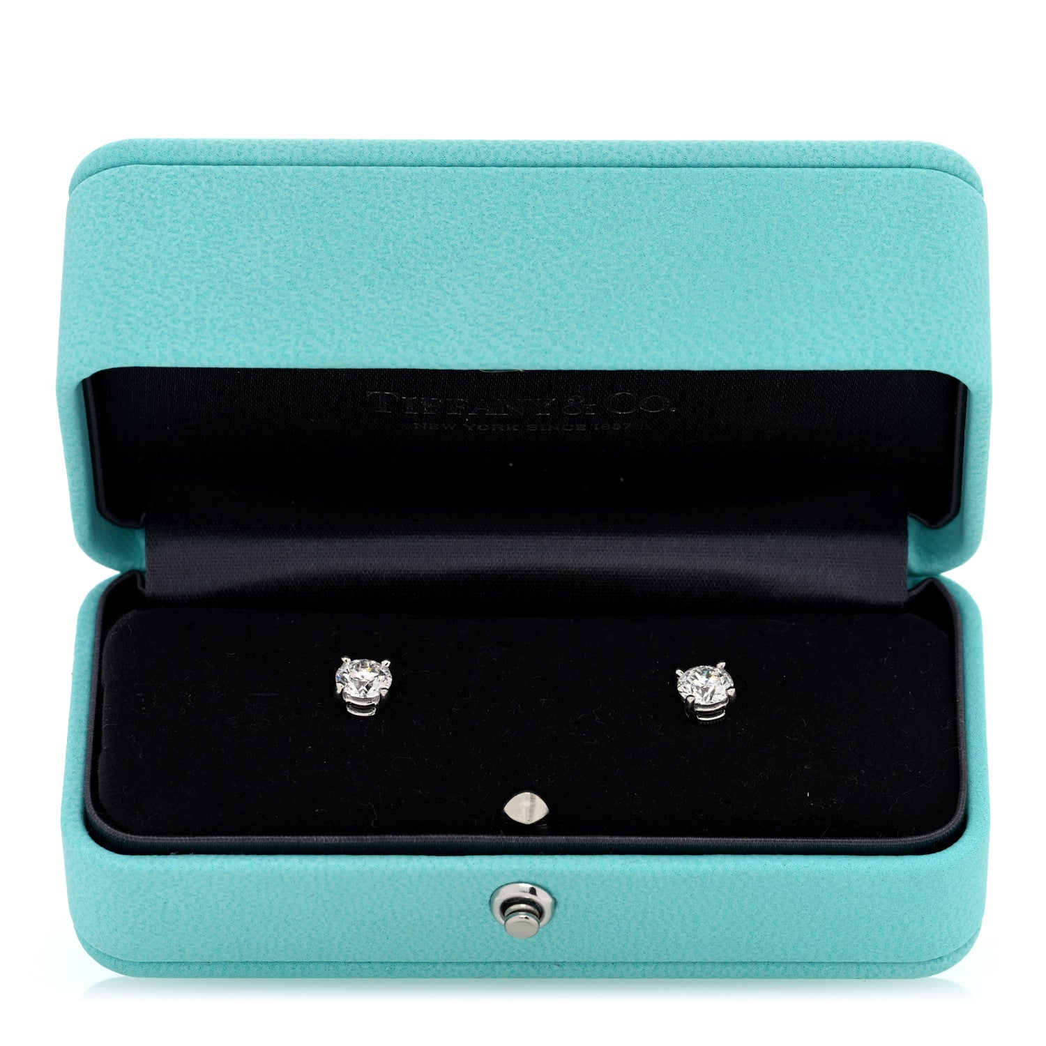 Tiffany Platinum Diamond 1.46ctw Round Solitaire Earrings 5 of 5