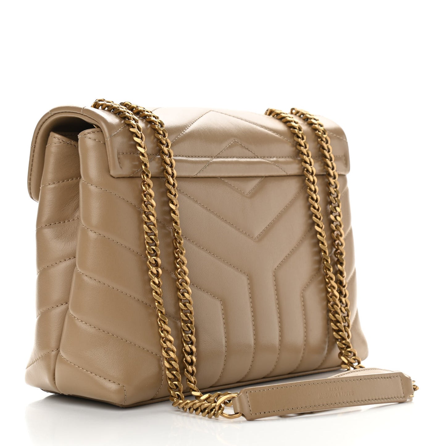 Calfskin Y Quilted Monogram Small Loulou Chain Satchel Dark Beige
