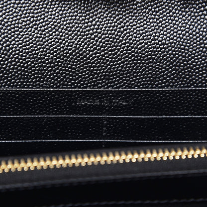 Saint Laurent Grain De Poudre Matelasse Chevron Monogram Chain Wallet Black 7 of 8