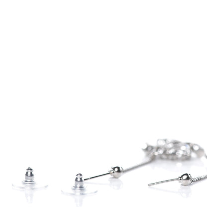 Chanel Baguette Crystal CC Drop Earrings Silver 3 of 4