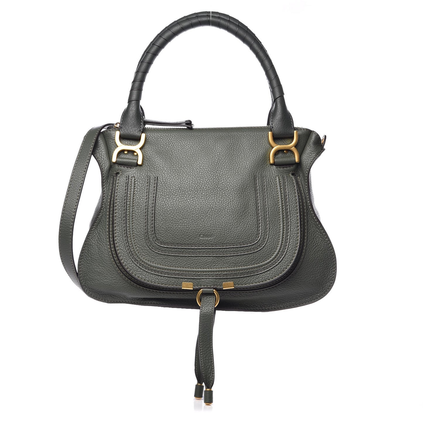 Calfskin Medium Marcie Satchel Midnight Green