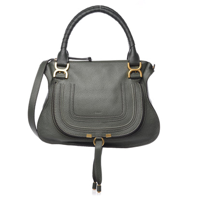 Chloe Calfskin Medium Marcie Satchel Midnight Green 1 of 11
