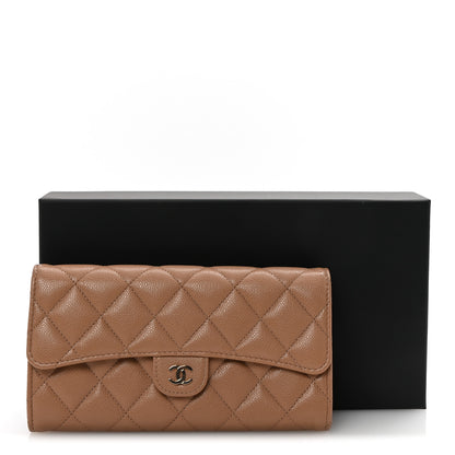Chanel Caviar Quilted Large Gusset Flap Wallet Beige 9 of 9