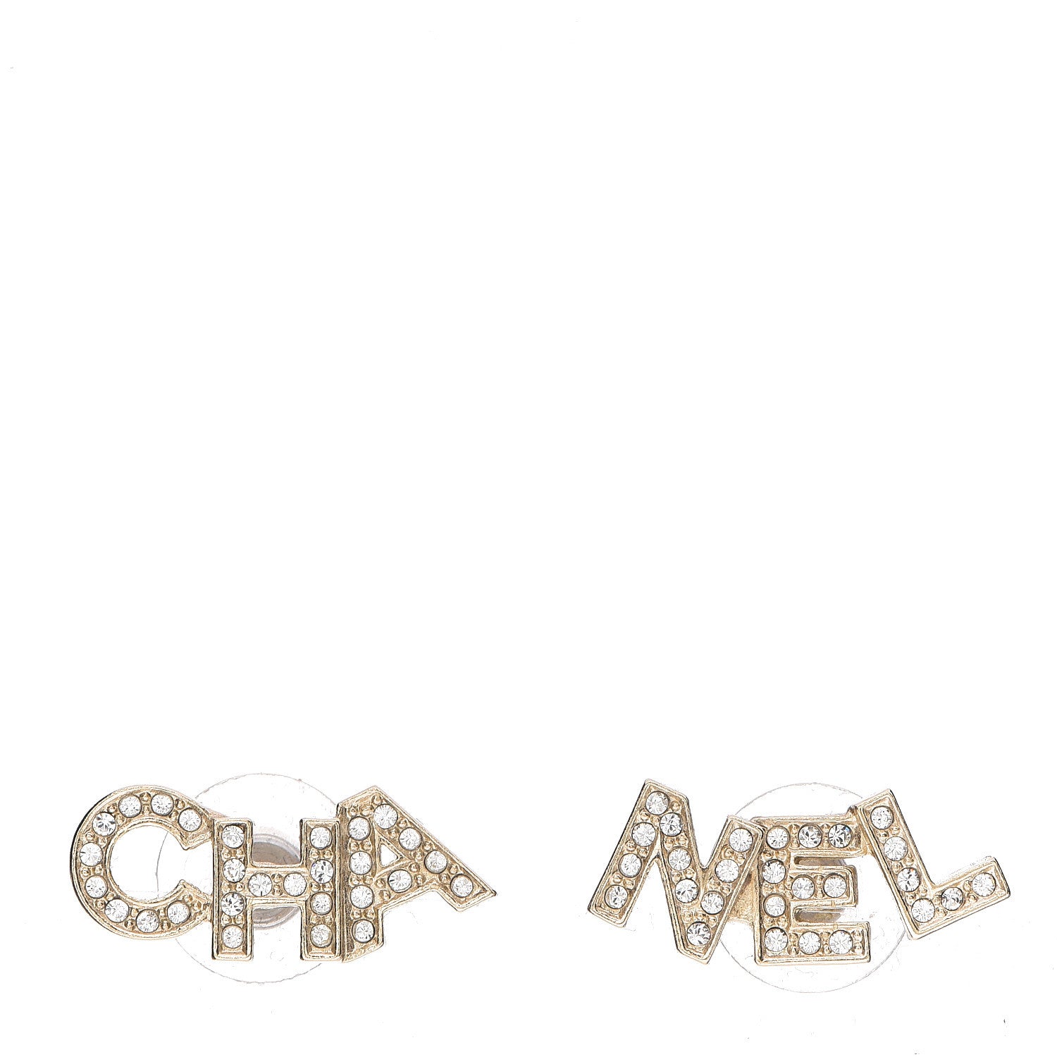 Chanel Crystal Pearl Signature Stud Earrings Gold 1 of 3
