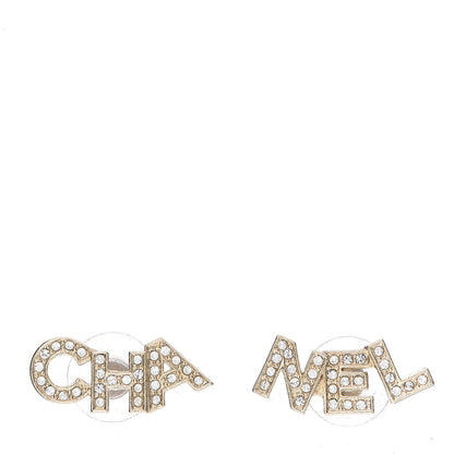 Chanel Crystal Pearl Signature Stud Earrings Gold 1 of 3