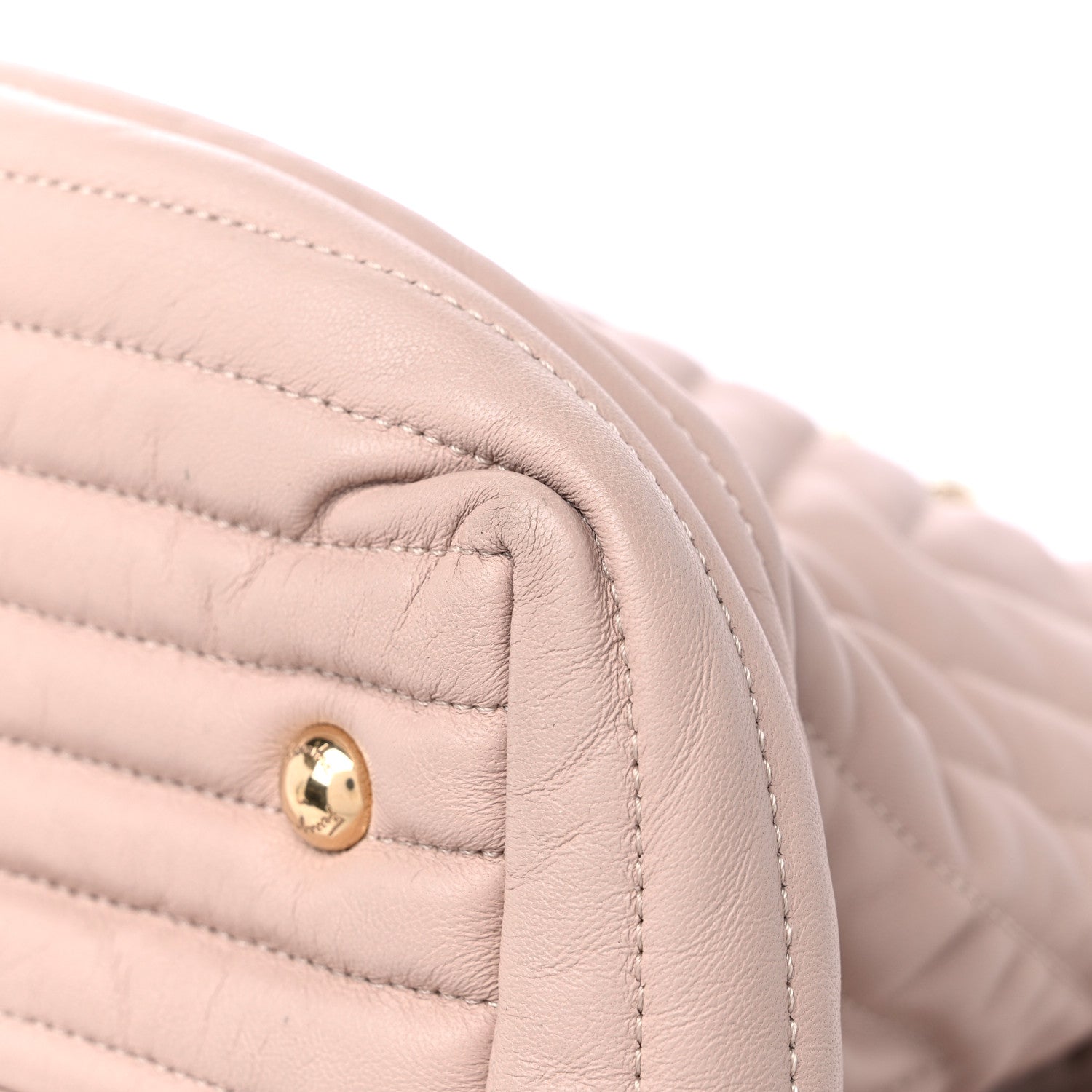 Salvatore Ferragamo Calfskin Chevron Quilted Vara Bow Chain Tote Light Pink 8 of 13