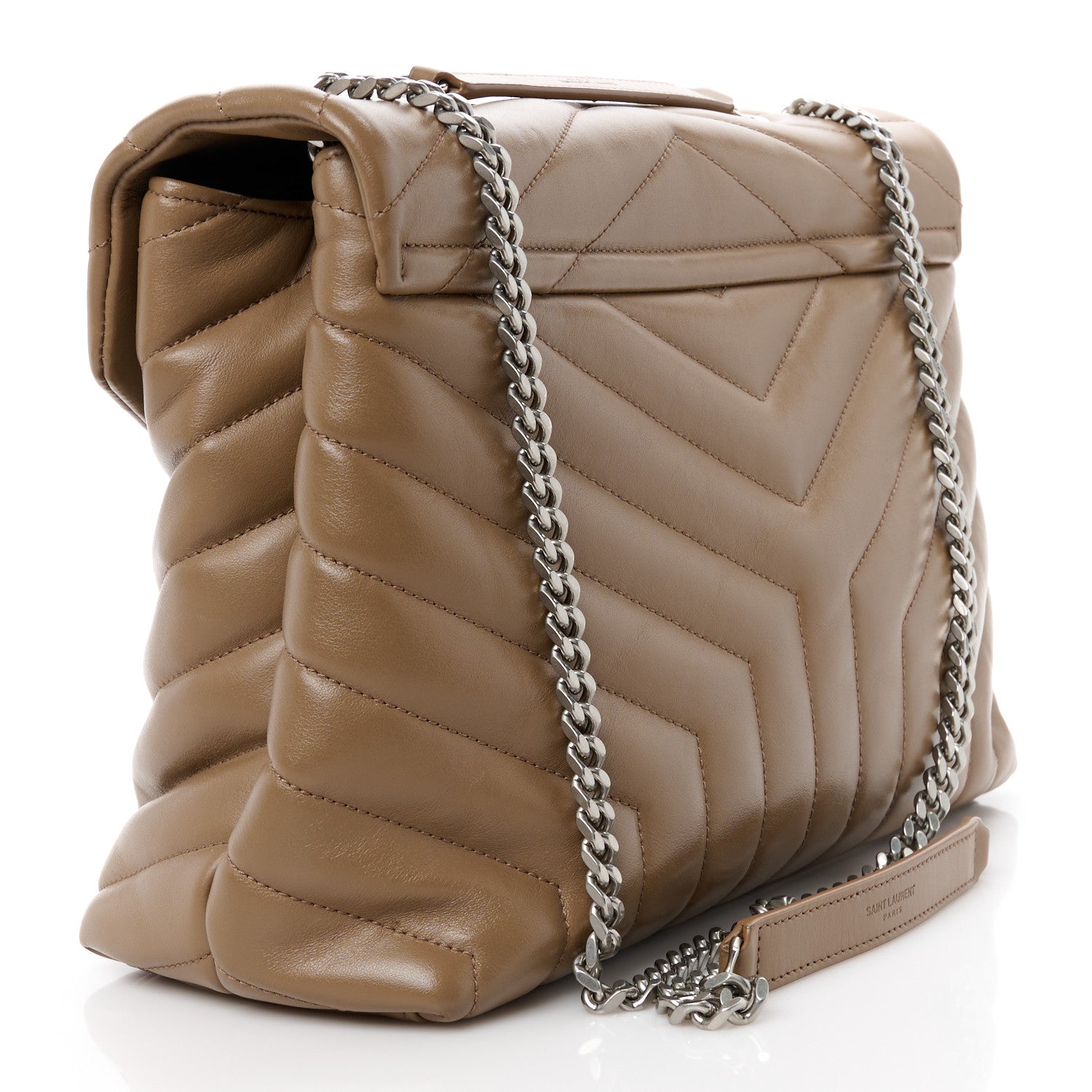 Saint Laurent Calfskin Y Quilted Monogram Medium Loulou Chain Satchel Dark Beige 3 of 11