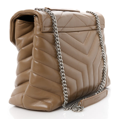 Saint Laurent Calfskin Y Quilted Monogram Medium Loulou Chain Satchel Dark Beige 3 of 11