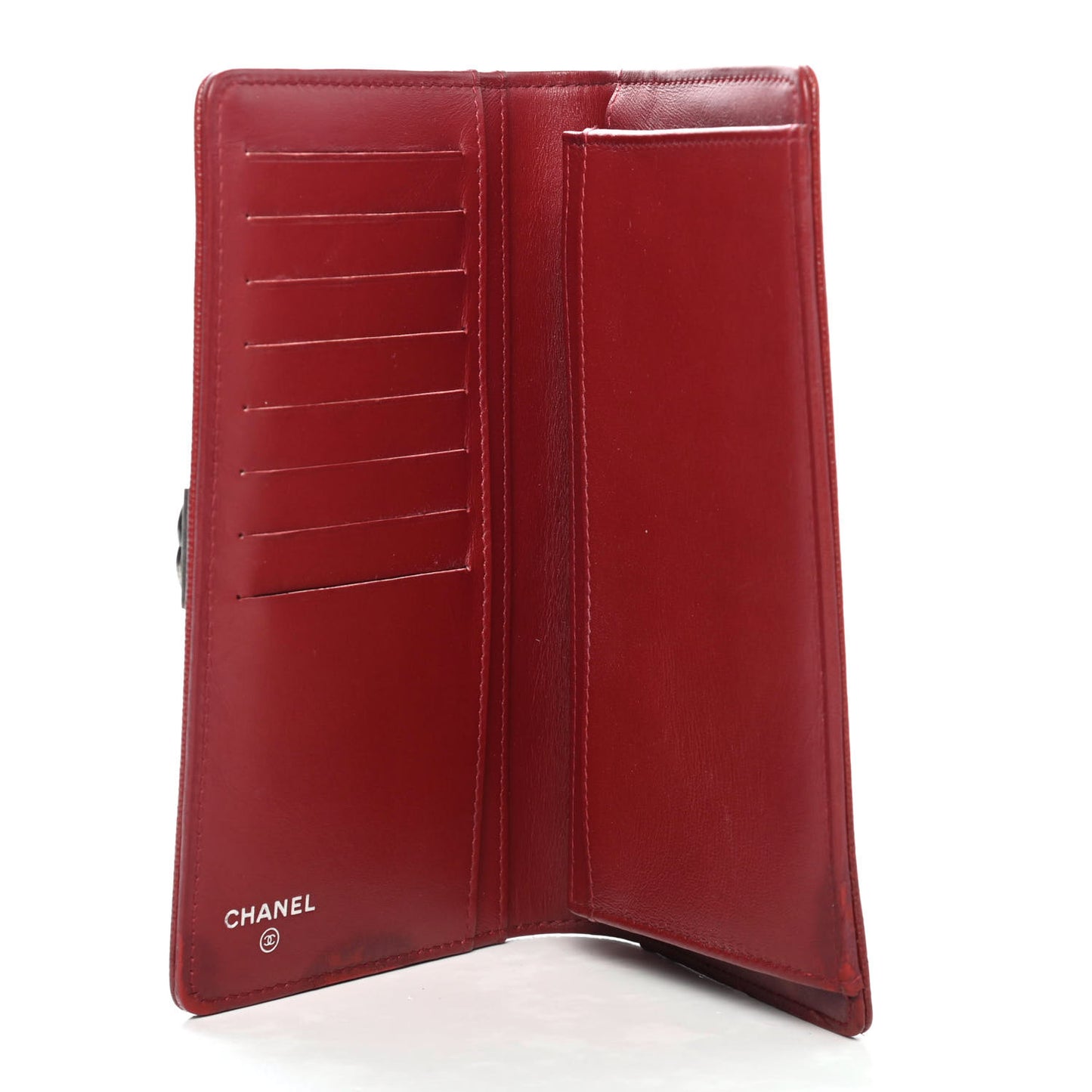 Caviar Chevron Quilted Boy Yen Wallet Red