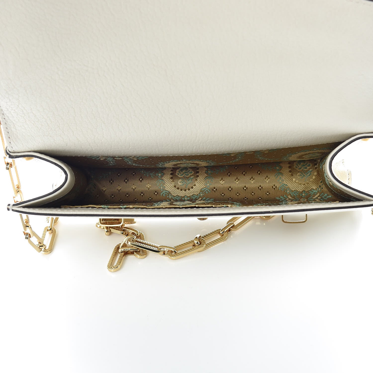 Gucci Calfskin Snakeskin Studded Small Ottilia Top Handle Bag White 7 of 14