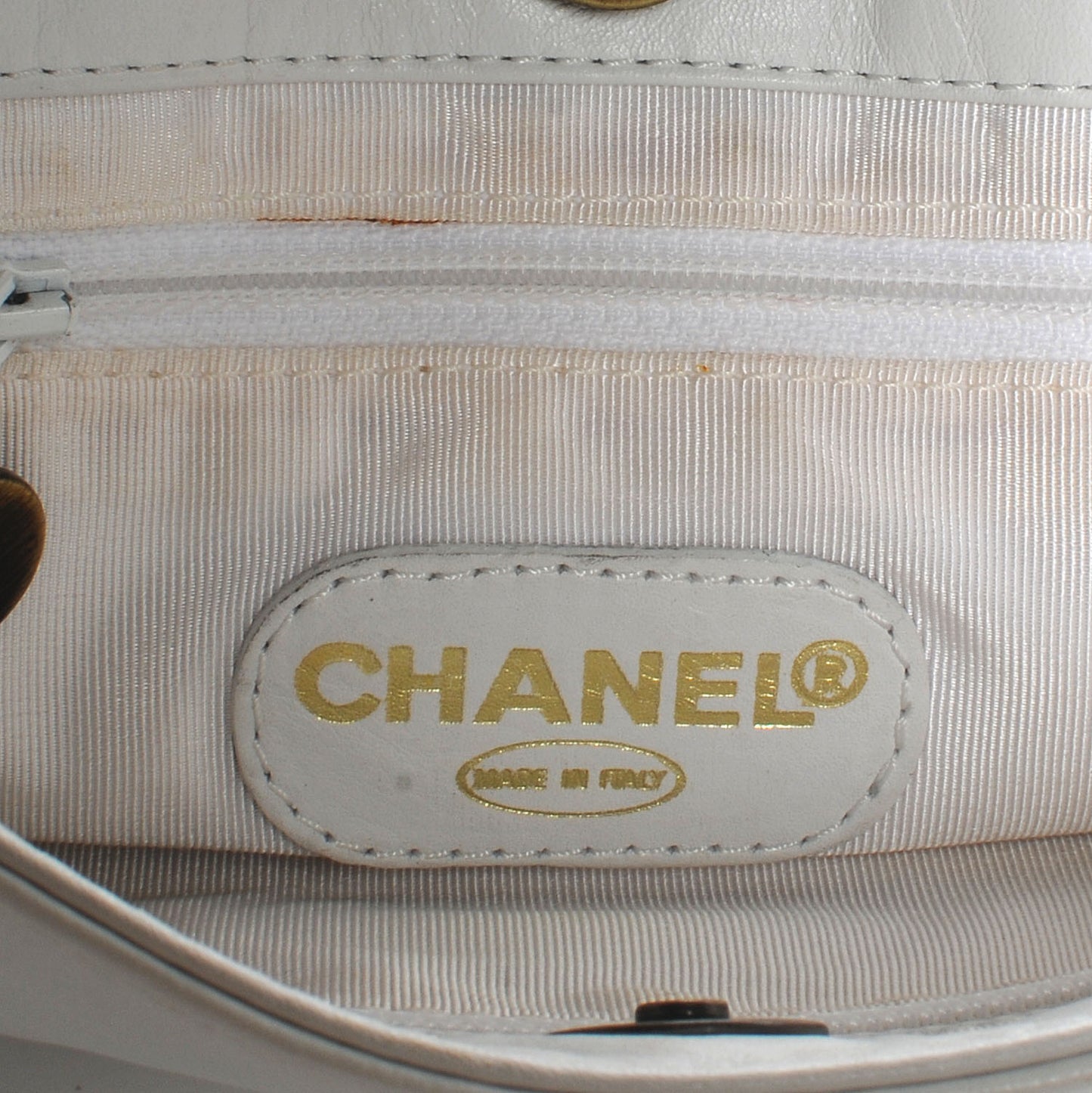 Lambskin Chain CC Small Tote White