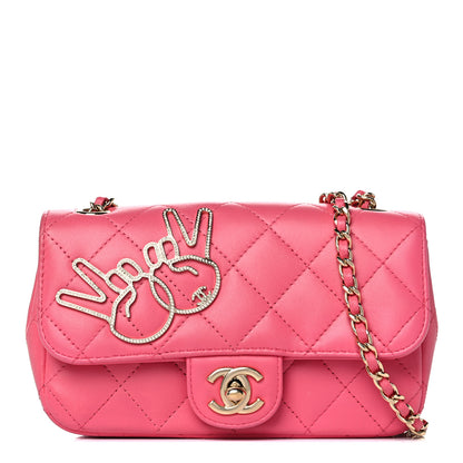 Chanel Lambskin Quilted Extra Mini V For Victory Flap Pink 1 of 18