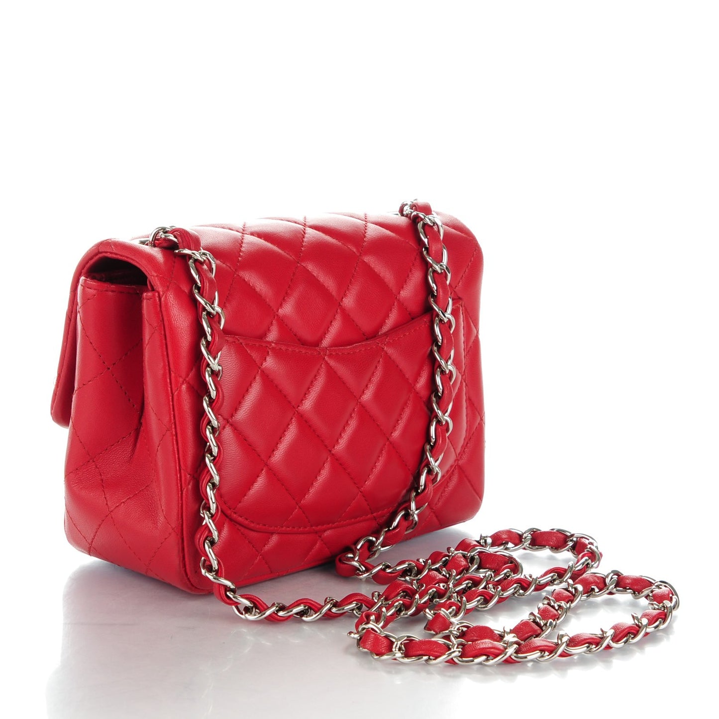 Lambskin Quilted Mini Square Flap Red
