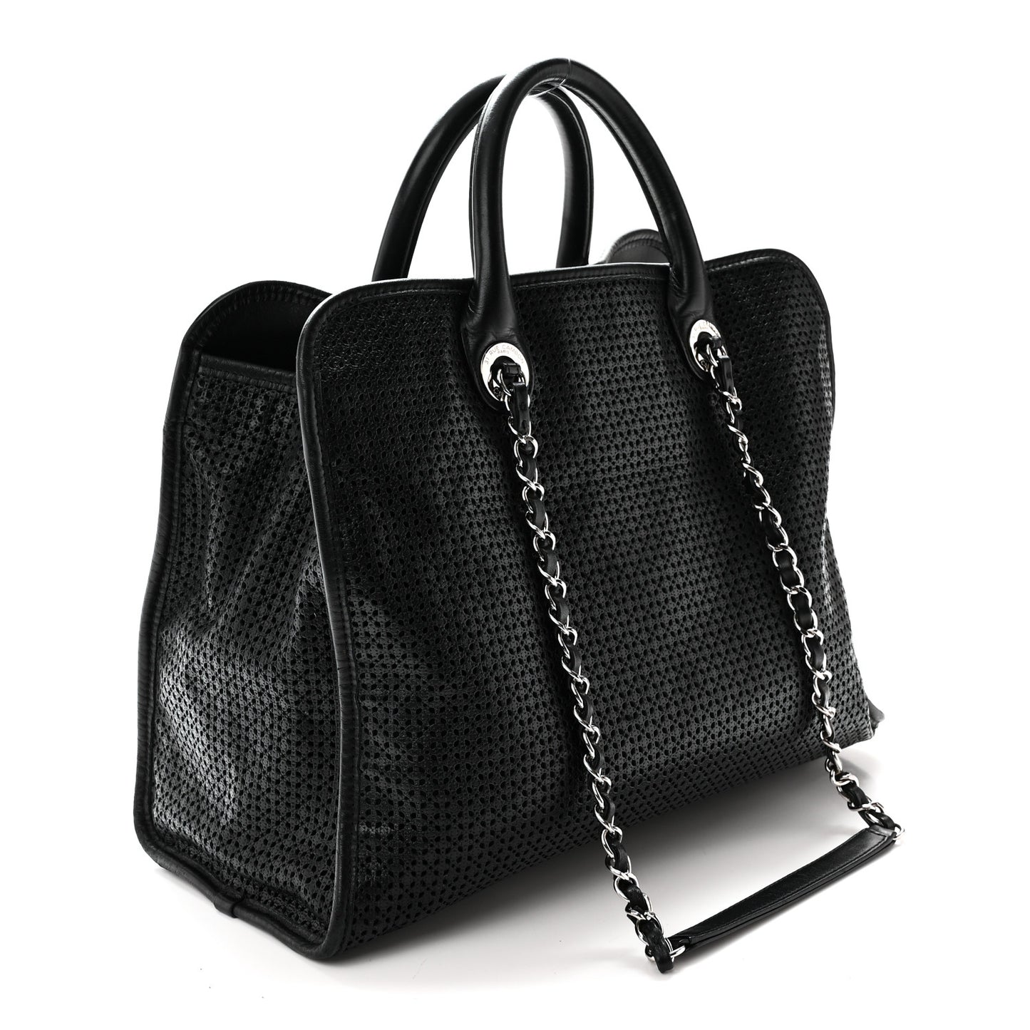 Calfskin Perforated Up In The Air Tote Black