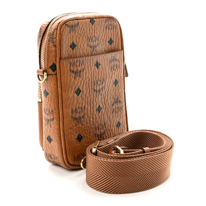 MCM Visetos Camera Crossbody Bag Cognac 3 of 9