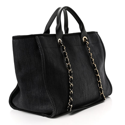 Chanel Canvas Medium Deauville Tote Black 3 of 10