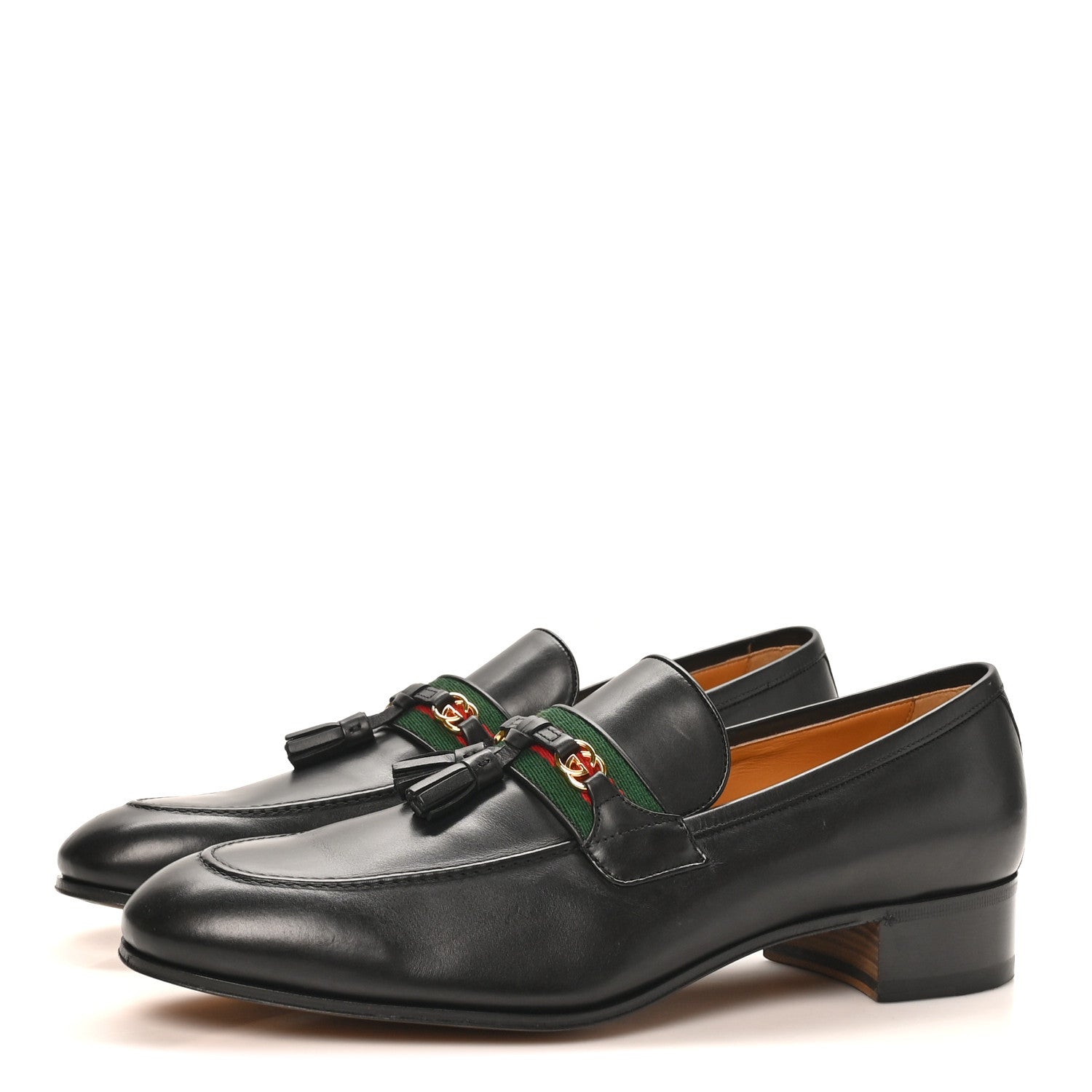 Gucci Calfskin Web Interlocking G Mens Tassel Loafers 12 Black 4 of 10