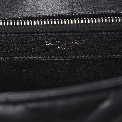 Saint Laurent Sheepskin Matelasse Chevron Monogram Large College Satchel Black 10 of 11