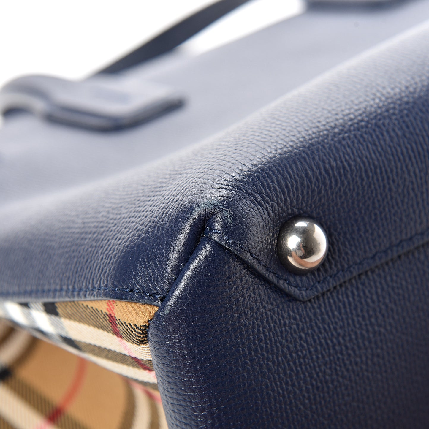 Derby Calfskin Vintage Check Medium Banner Tote Regency Blue